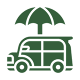 Vehicle with umbrella symbol