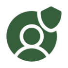 Green abstract logo on black background