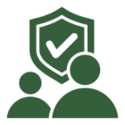 People with shield symbol illustration