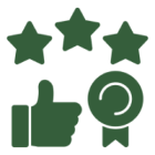 Thumbs up with stars and ribbon badge